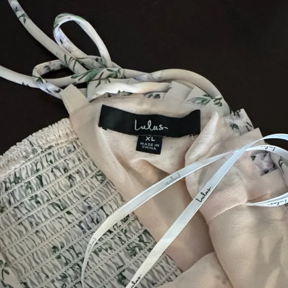 Lulus The Blooms Pink Floral Tie—Strap Midi Dress size XL - Picture 8 of 9